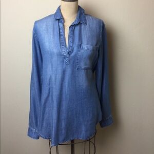 Anthropologie pull over denim shirt